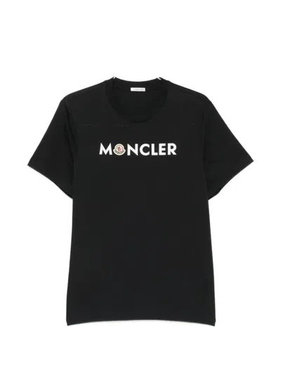Moncler Cotton Crew Neck Short Sleeve T Shirt In Black