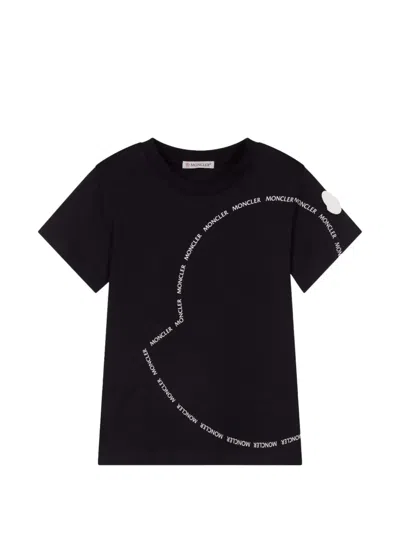 Moncler Kids' Logo-print T-shirt In Black