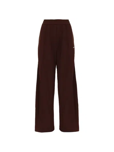 Moncler Logo-print Wide-leg Track Pants In Brown