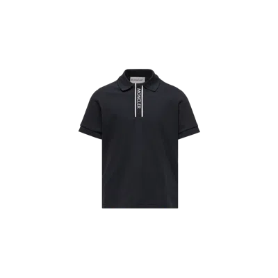 Moncler Kids' Polo En Piqué De Coton À Finitions Logo, Garçons, Noir, Taille: 6a In Black