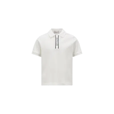 Moncler Kids' Polo En Piqué De Coton À Finitions Logo, Garçons, Blanc, Taille: 8a In White