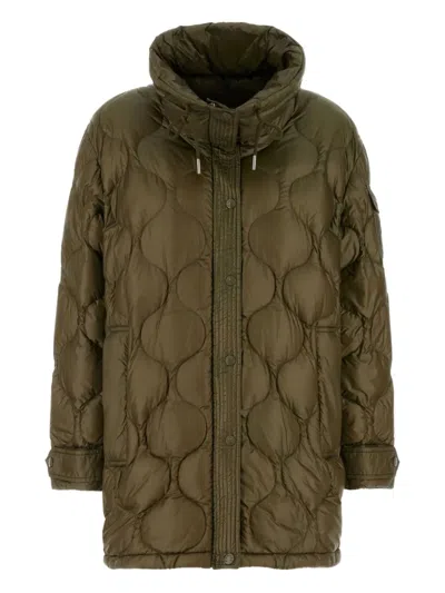 Moncler Piumino Lombi In Nylon Verde Oliva Donna In Brown