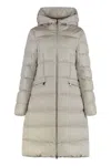 Moncler Long Hooded Puffer Jacket With Adjustable Hood In Animal Print