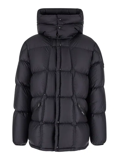 Moncler Long Black Down Jacket With Detachable Hood In Tech Fabric Man In Multicolor