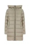 Moncler Long Down Jacket In Neutral