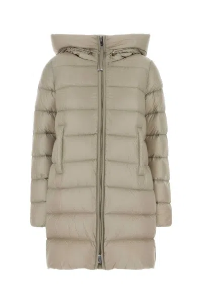 Moncler Long Down Jacket In Neutral