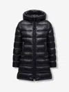 Moncler Suyenne Hooded Mid-length Down Jacket In Black
