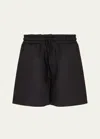 Moncler Long Drawstring Cotton Shorts In Black