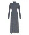 Moncler Ribbed-knit Virgin Wool Maxi Dress In Grey