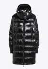 Moncler Long Glossy Down Jacket In Black