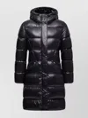 Moncler Long Hooded Down Jacket Bellevue In Black