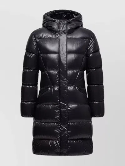 Moncler Long Hooded Down Jacket Bellevue In Black