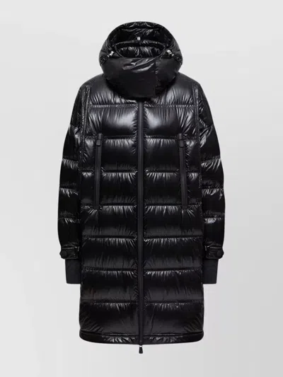 MONCLER LONG HOODED DOWN JACKET WITH HIGH COLLAR