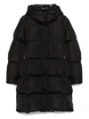 Moncler Long Litte Down Jacket With Square Quilting And Hood Clothing In Black