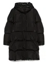 Moncler Long Litte Down Jacket With Square Quilting And Hood Clothing In Brown