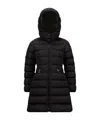 Moncler Long Logo Down Jacket In Black