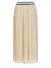 Moncler Georgette Pleated Midi Skirt In White