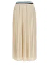 Moncler Georgette Pleated Midi Skirt In White
