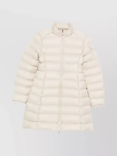 Moncler Long Puffer Coat High Collar In White