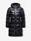 Moncler Long Puffer Jacket With Hood Bellevue In Black
