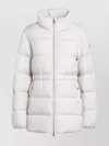 Moncler Long Quilted Down Jacket With High Collar In White
