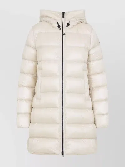MONCLER LONG QUILTED PARKA WITH HOOD AND POCKETS