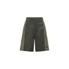 Moncler Long Shorts  Khaki Green. Drawstring At The Waist. Zip And Button Closure. Side Pock