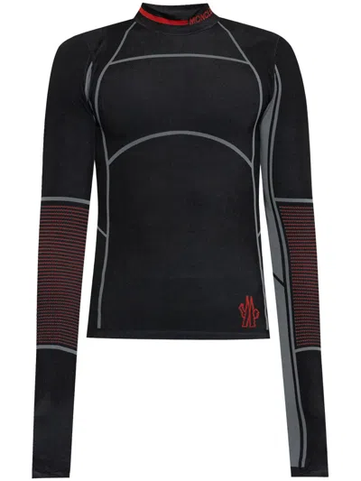 Moncler Performance Tech Long Sleeve Ski T-shirt In Black