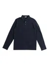 Moncler Long-sleeve Button-down Polo Shirt In Blue