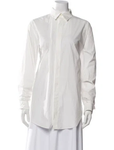 Pre-owned Moncler Long Sleeve Button-up Top In White
