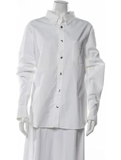 Pre-owned Moncler Long Sleeve Button-up Top In White