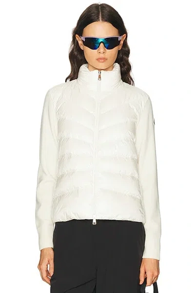 Moncler Long Sleeve Cardigan In White