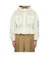 Moncler Giubbino Curton In Nylon Avorio  Donna In White