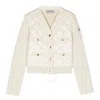 Moncler Long Sleeve Cotton Cardigan In White