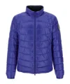 Moncler Padded Jacket With Elastic Cuffs And High Collar In Blue
