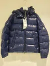 Moncler Long Sleeve Cotton Coat In Blue