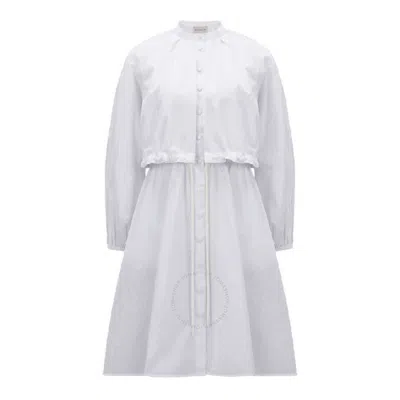 Moncler Long Sleeve Cotton Dress In White