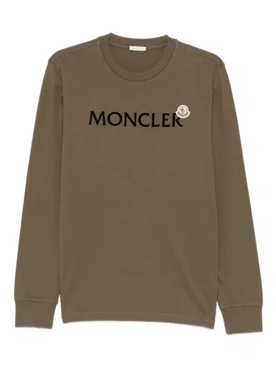 Moncler Long-sleeve Cotton Jersey T-shirt In Green