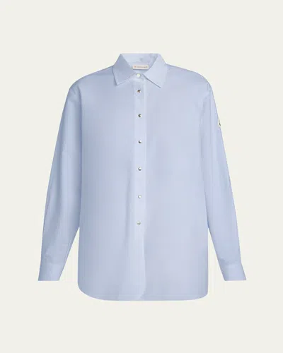 Moncler Long-sleeve Cotton Shirt In Blue