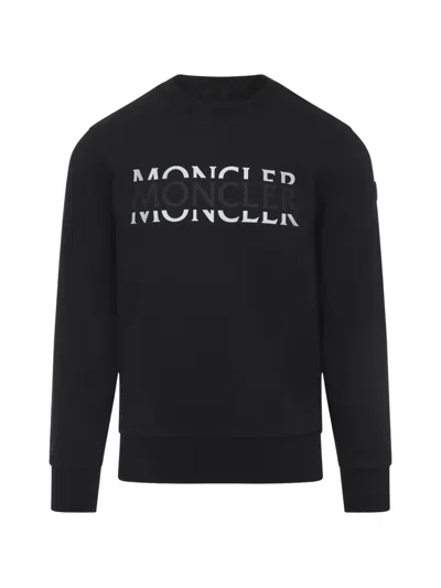 Moncler Crewneck Sweatshirt With Logo-print In Black