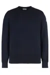 Moncler Crew-neck Sweater Ribbed Long Sleeves In Blue
