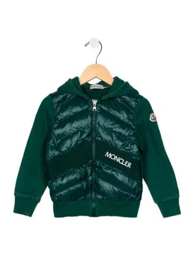 Pre-owned Moncler Babies' Long Sleeve Down Hoodie In Green