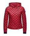 Moncler Corbelin Hooded Down Moto Jacket In Red