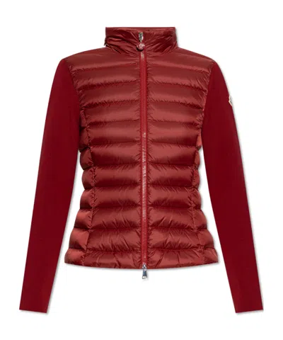 MONCLER MONCLER LOGO PATCH ZIP-UP PANELLED CARDIGAN