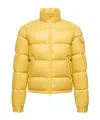 Moncler Levitha Hooded Short Down Jacket In Yellow