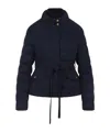 Moncler Quilted High Collar Jacket With Button Accents In Blue