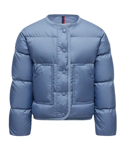 Moncler Long Sleeve Down Jacket In Blue