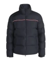 Moncler Puffer Jacket With High Collar And Quilted Design In Blue