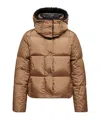 Moncler Castelnou Square-quilted Hooded Short Down Jacket Clothing In Brown
