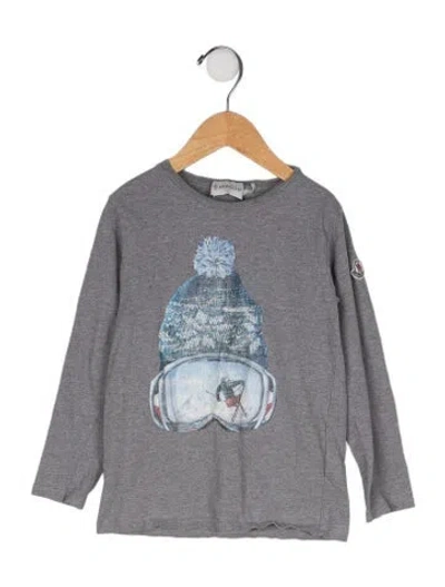 Pre-owned Moncler Babies' Long Sleeve Graphic Print T Shirt In Gray